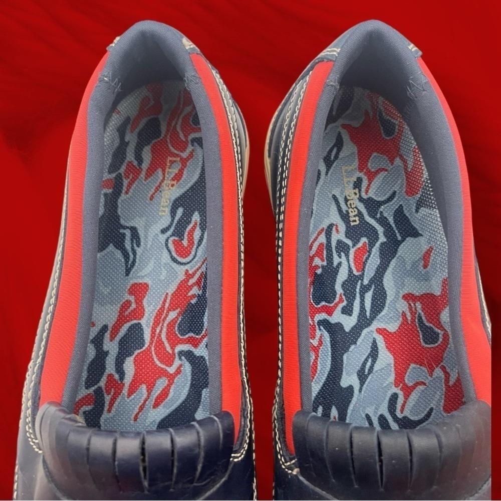 L.L Bean Bar Harbor Slip On Moccasins Blue Red 290695 Size 11 Casual - Picture 4 of 15